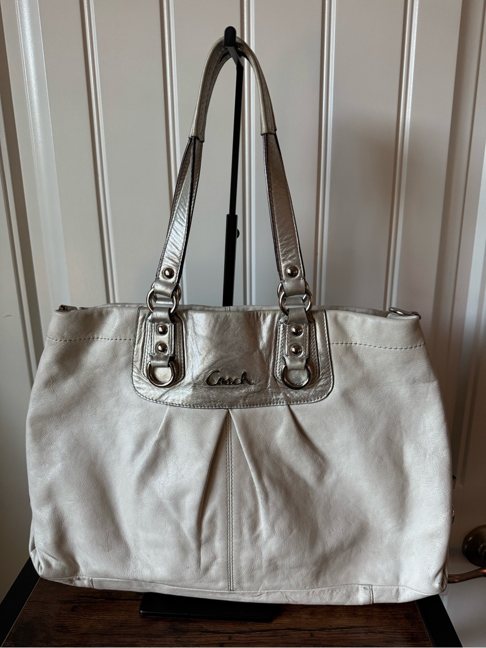 Coach Metallic Leather Tote Shoulder Bag Rehab Project As Is